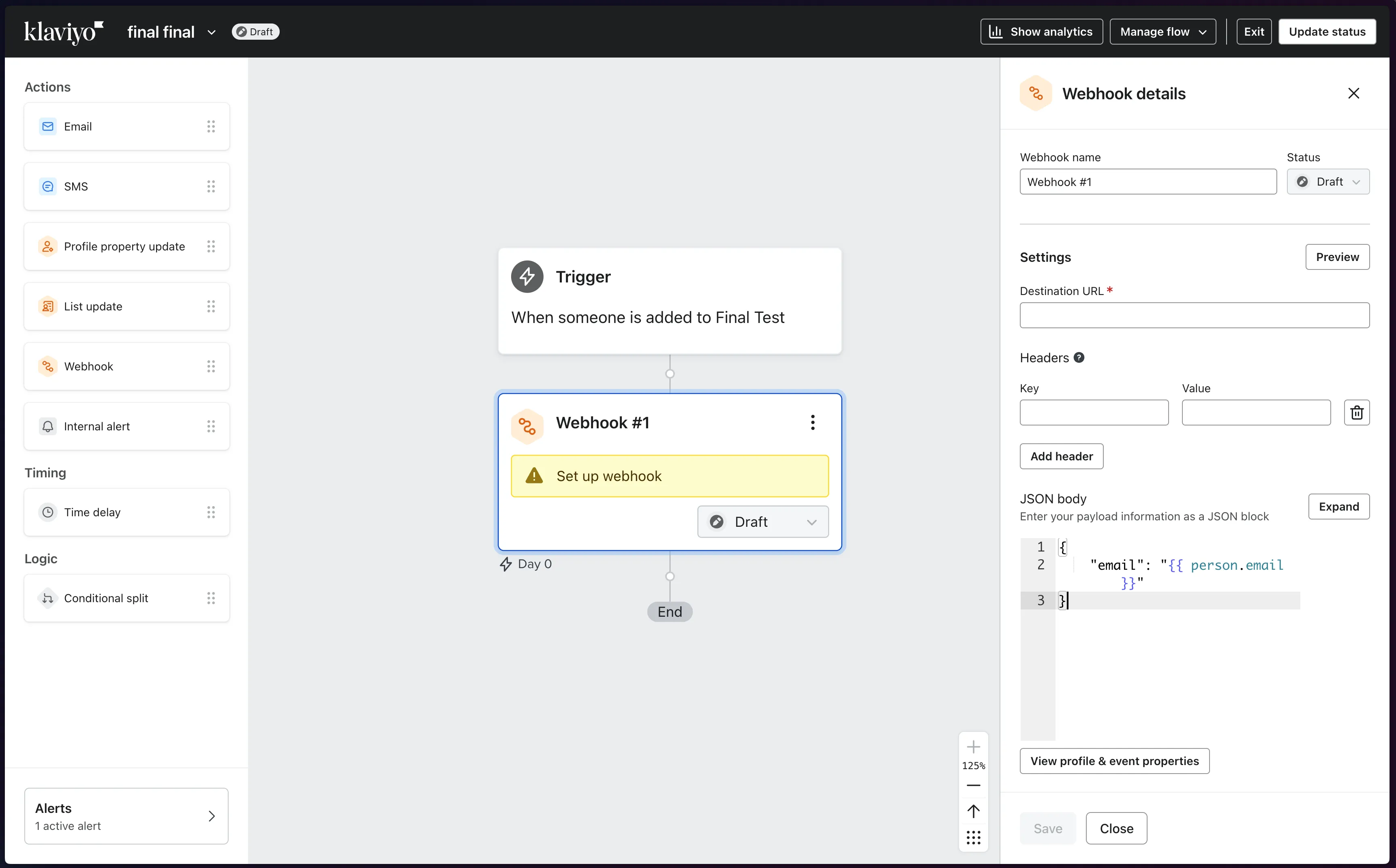 Add webhook node